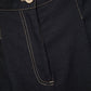 Pantaloni wide leg in denim con impunture a contrasto