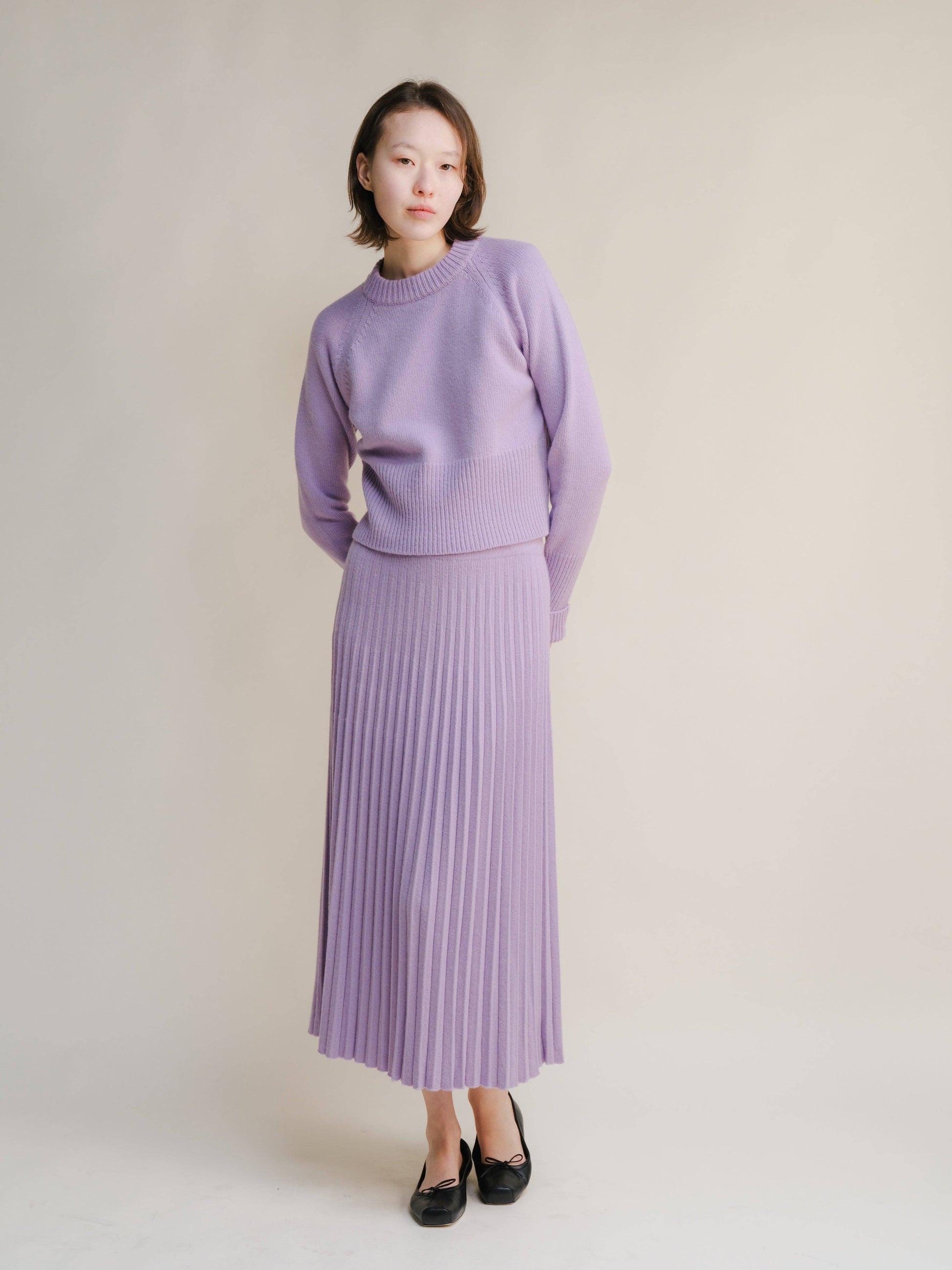 Gonna plissé in maglia misto cashmere 3D-knit