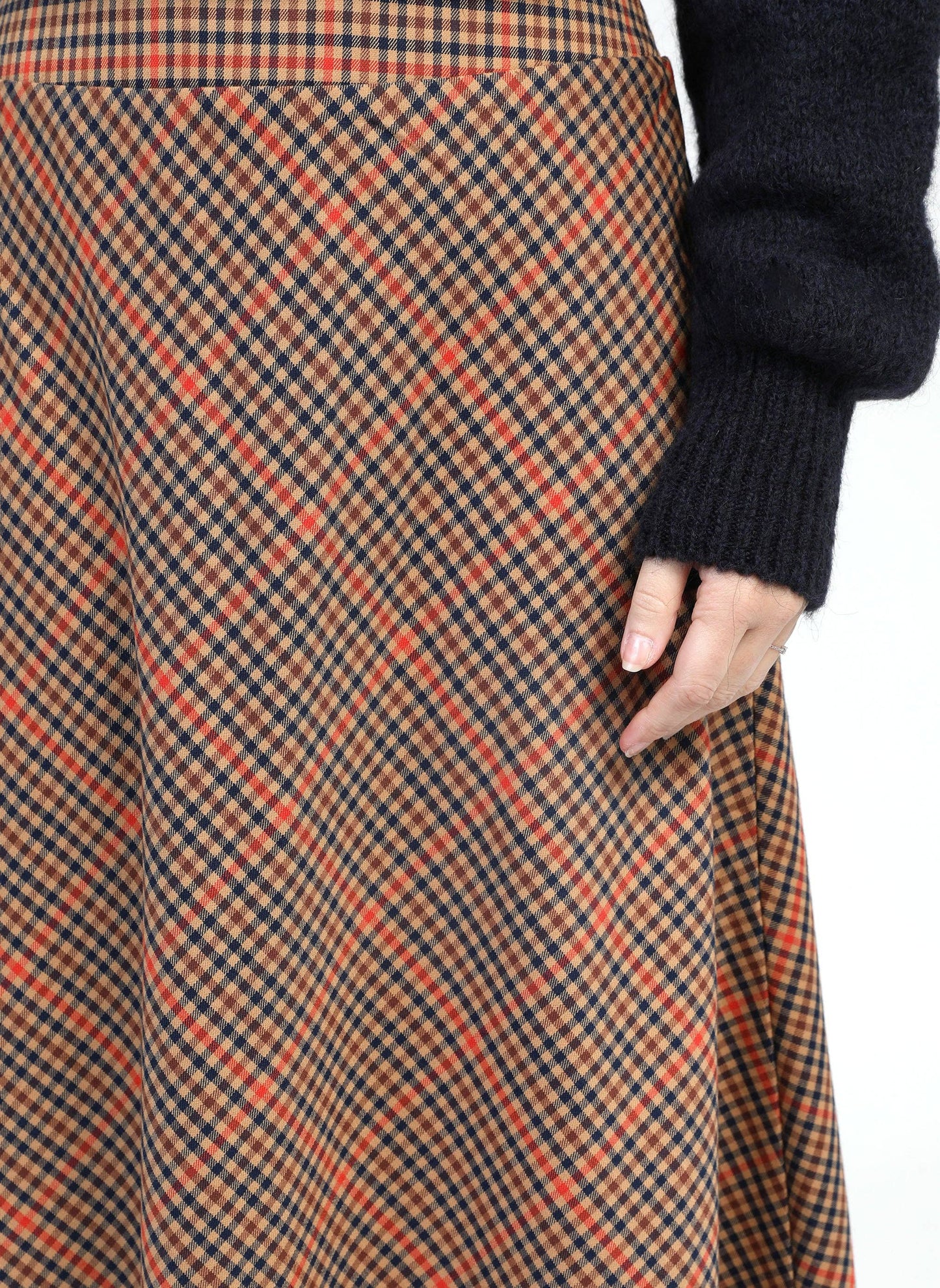 Gonna midi Jalina caramello a vita alta