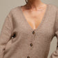 Cardigan lungo in maglia da donna con scollo a V