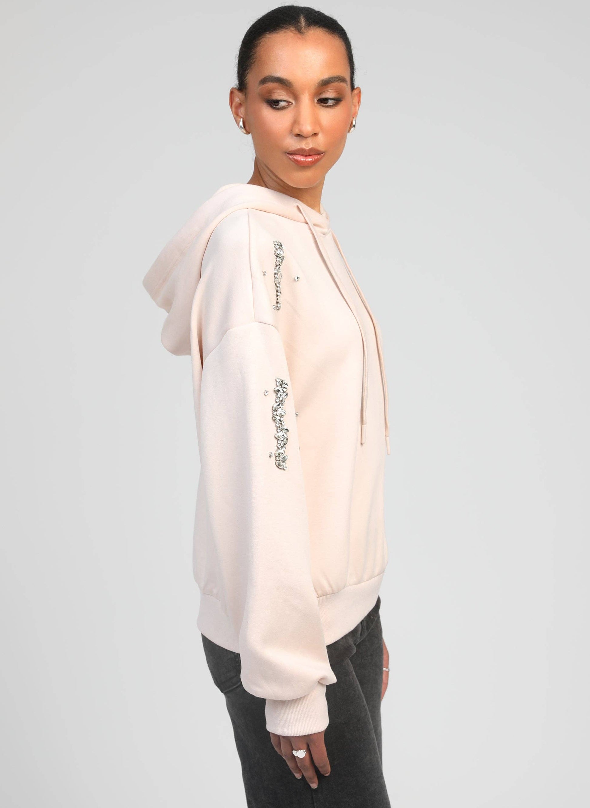 Felpa Aroby con Cappuccio e Strass