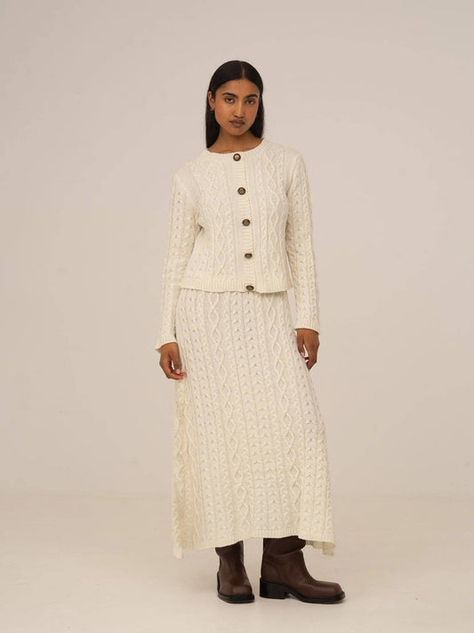 Gonna lunga in maglia bianca