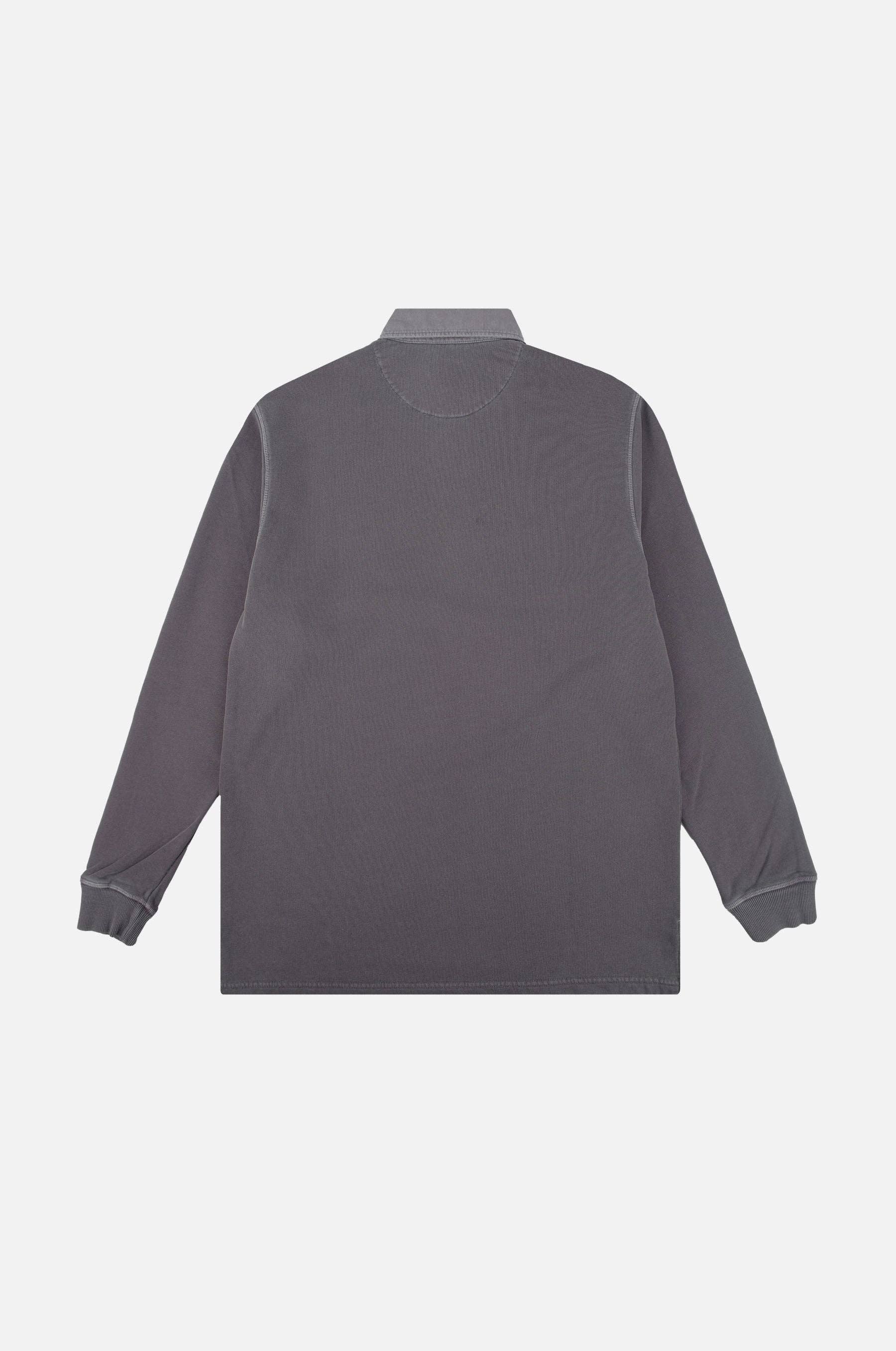 Maglione polo pesante tinto a pigmento in peltro