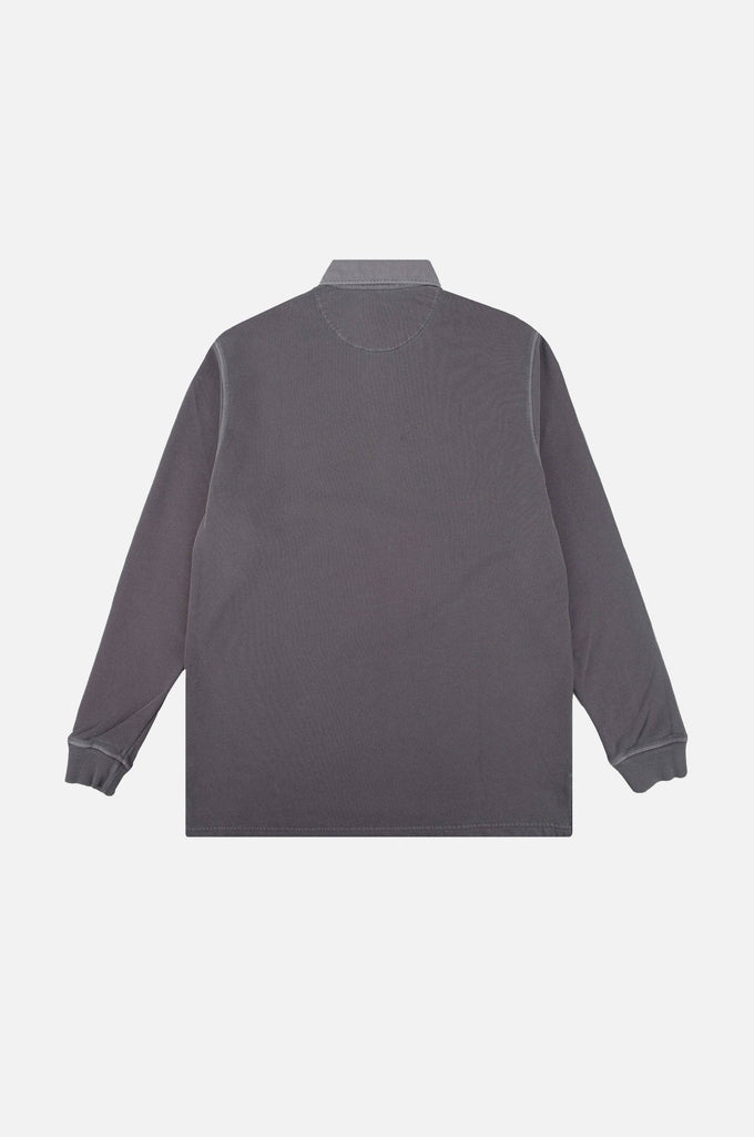 Maglione polo pesante tinto a pigmento in peltro