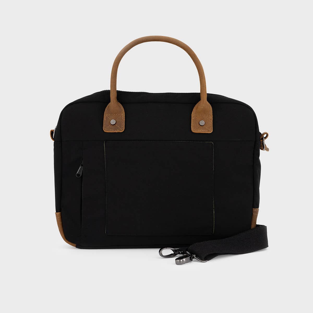 Borsa porta laptop nera in cotone cerato