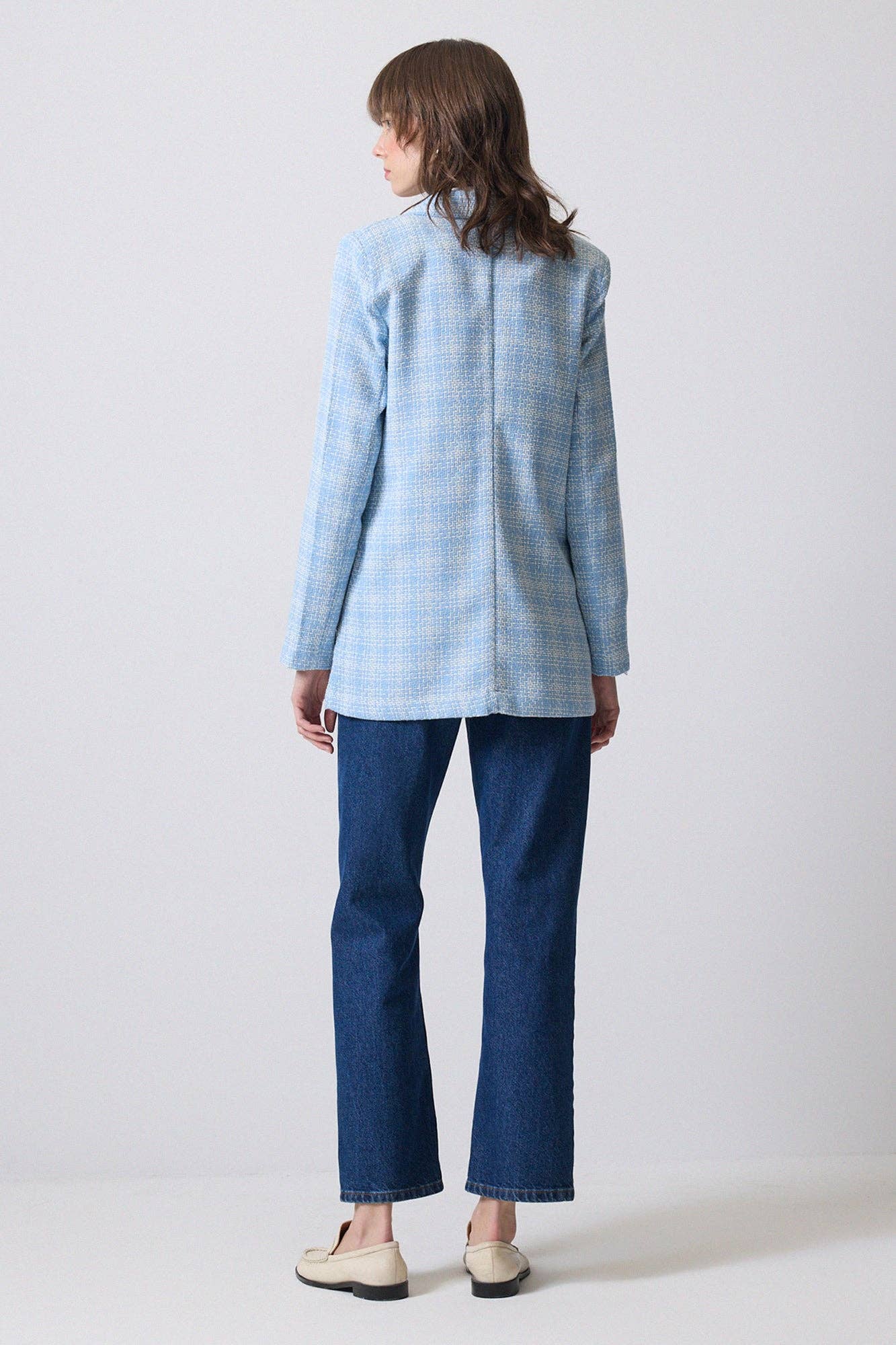 Blazer in tweed con cintura