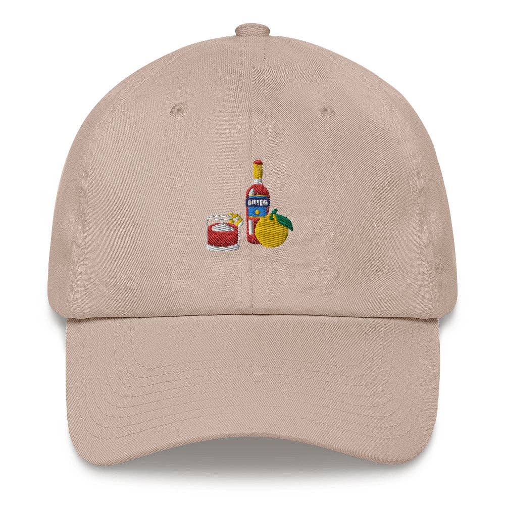 Cappellino cocktail Negroni in cotone con ricamo