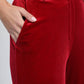 Pantaloni a Zampa in Velluto Rosso