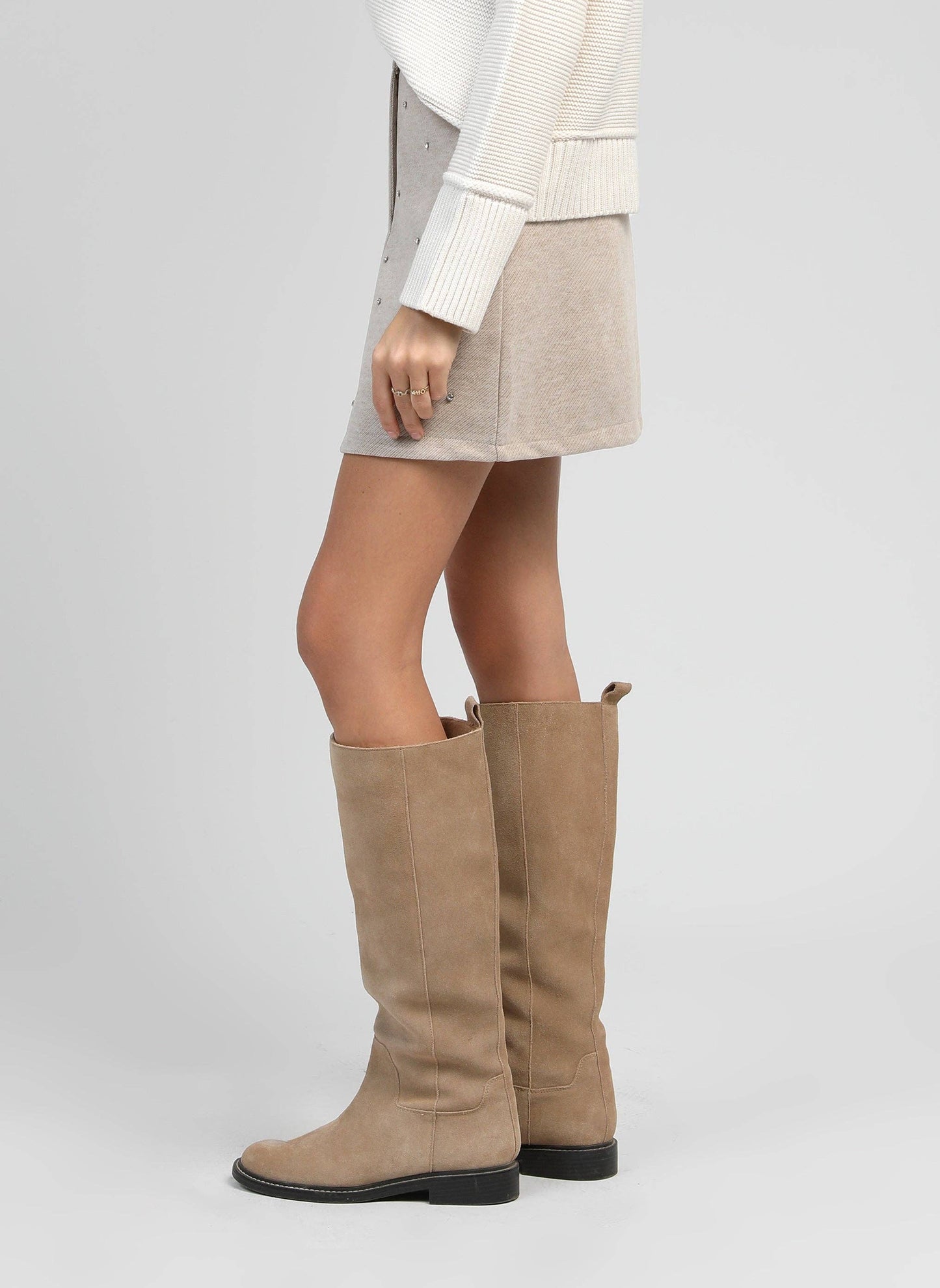 Minigonna Julinia beige con strass