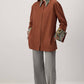 Camicia marrone con dettagli etnici jacquard