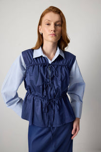 Gilet utility con coulisse in vita in misto cotone