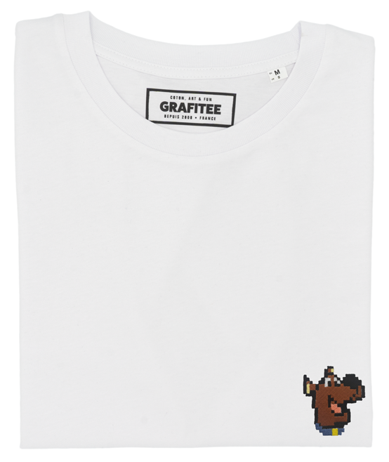 T-shirt bianca Scooby-Doo ricamata in cotone biologico