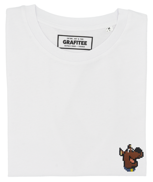 T-shirt bianca Scooby-Doo ricamata in cotone biologico