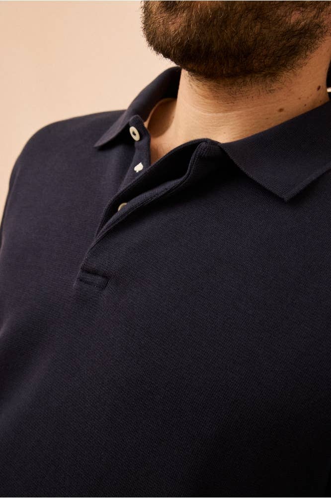 Polo blu navy in cotone piqué