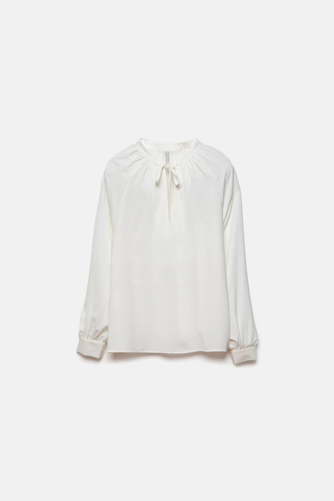 Blusa con coulisse e scollo arricciato