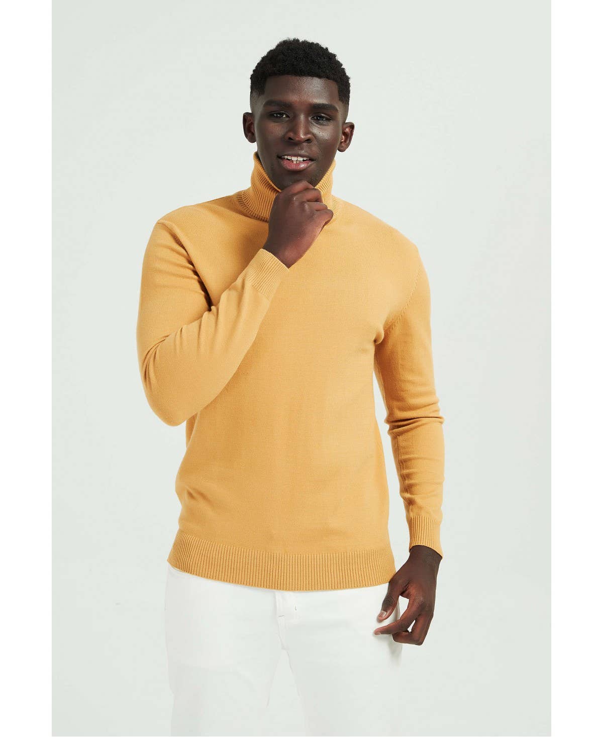 Maglione dolcevita Cashmere Touch color senape