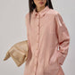 Camicia oversize in raso rosa