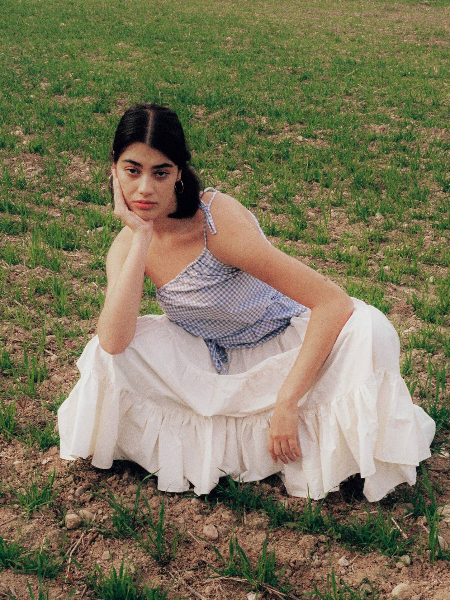 Gonna maxi Nature con balze e lacci laterali