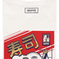 T-shirt unisex in cotone biologico con stampa gatto e sushi