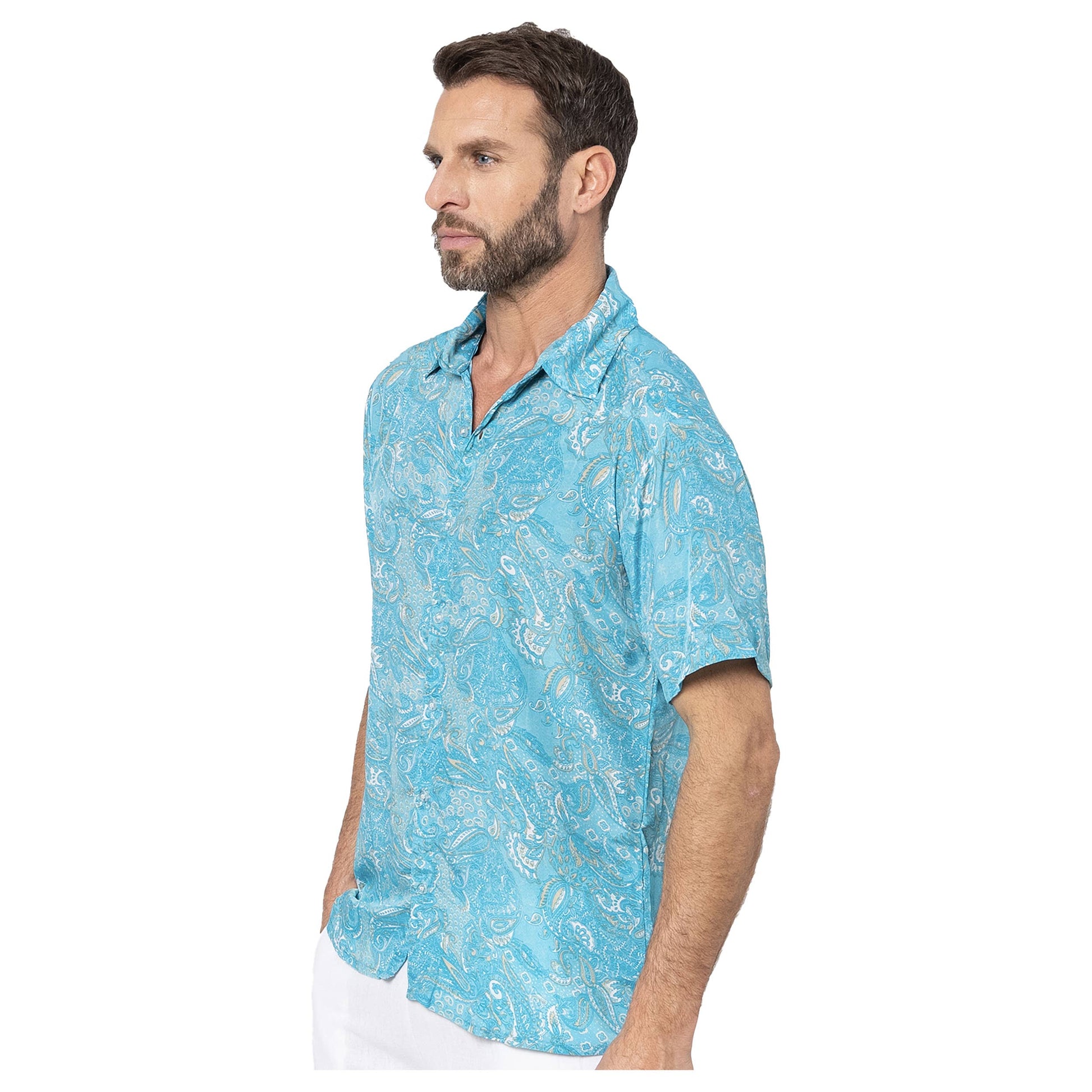 Camicia estiva uomo a manica corta fantasia paisley