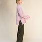 Maglione dolcevita oversize a coste in misto cashmere con spacchi laterali