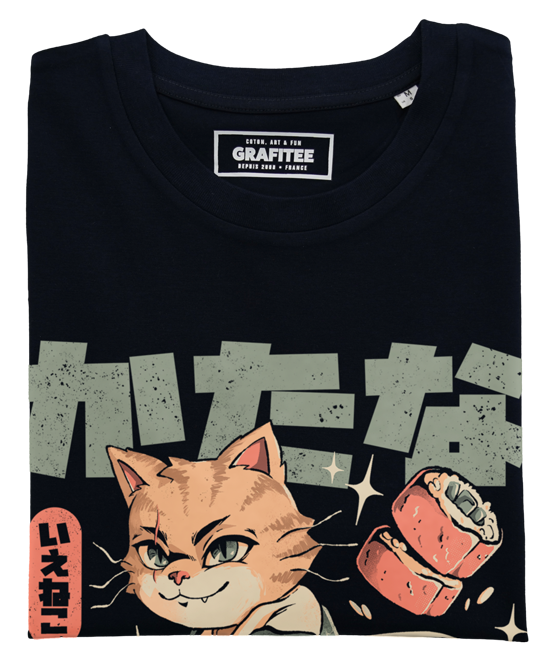T-shirt Sushi Slayer Cat in cotone biologico con grafica manga