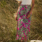 Abito midi con scollo a V e gonna floreale con cintura