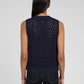 Maglione smanicato navy a collo alto Vikali