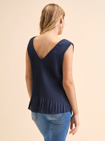 Blusa plissettata senza maniche