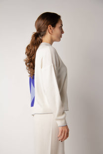 Maglione destrutturato in misto cashmere con intarsio a rombi