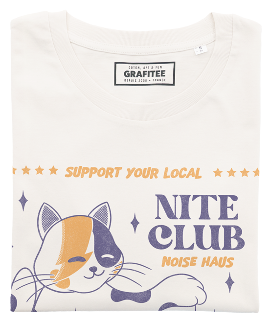 T-shirt unisex in cotone biologico con stampa gatto "Nite Club"