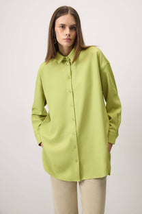 Camicia in crepe oversize verde