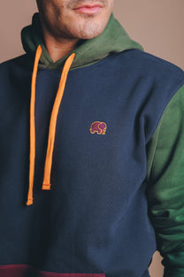 Felpa con cappuccio in cotone biologico color block blu