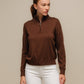 Maglione polo in maglia con zip e micro strass
