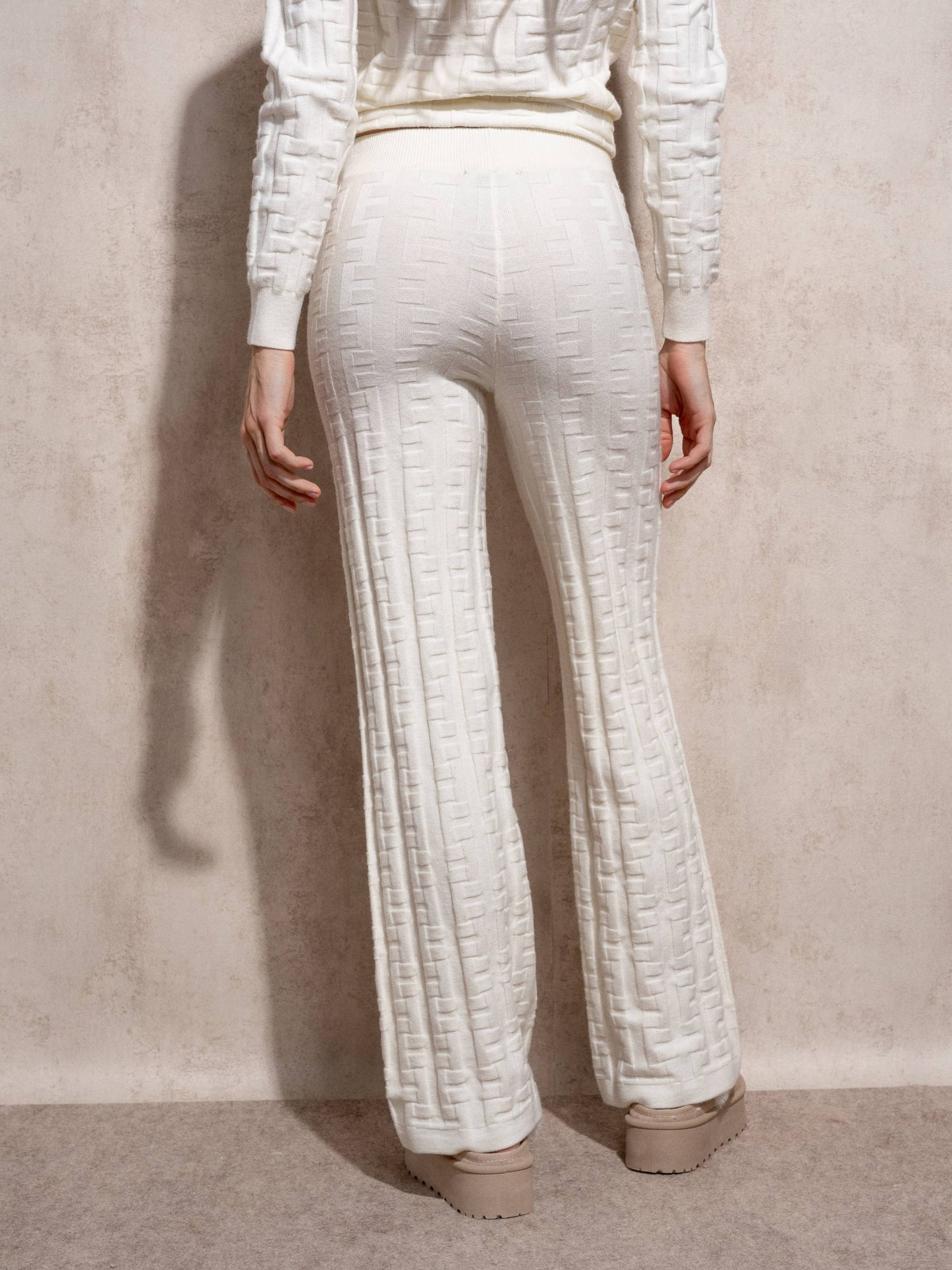 Pantaloni in maglia jacquard a vita alta