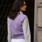 Gilet in maglia lilla con scollo a V