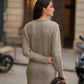 Abito lungo in maglia mélange effetto tweed