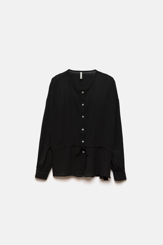 Blusa nera con coulisse in vita