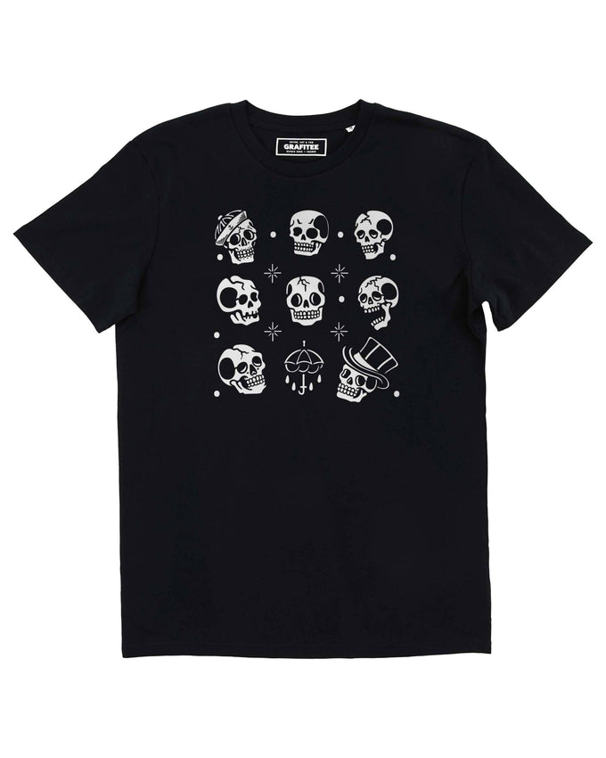 T-shirt nera con stampa teschi