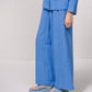 Pantaloni ampi e fluidi in misto lino blu