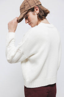 Maglione in Maglia Strutturata Traforata Girocollo