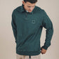 Felpa uomo con zip a quarto tinto a pigmento verde olmo