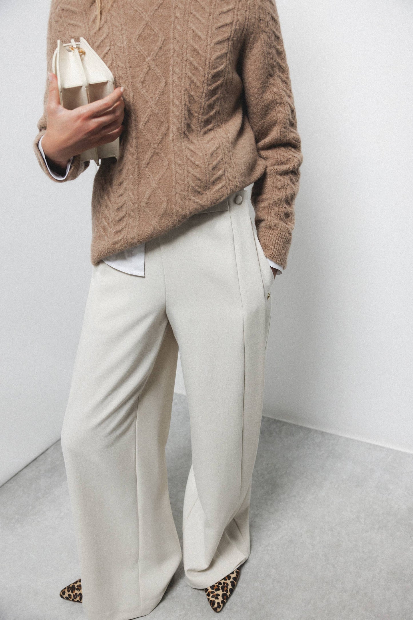 Pantaloni a Vita Alta a Gamba Ampia