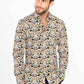 Camicia slim elasticizzata con stampa tigre