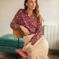 Blusa Tida con stampa Ilana, scollo a V e bottoni
