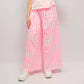 Pantaloni palazzo a righe verticali in cotone stretch
