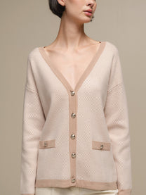 Cardigan in maglia a spina di pesce con bottoni