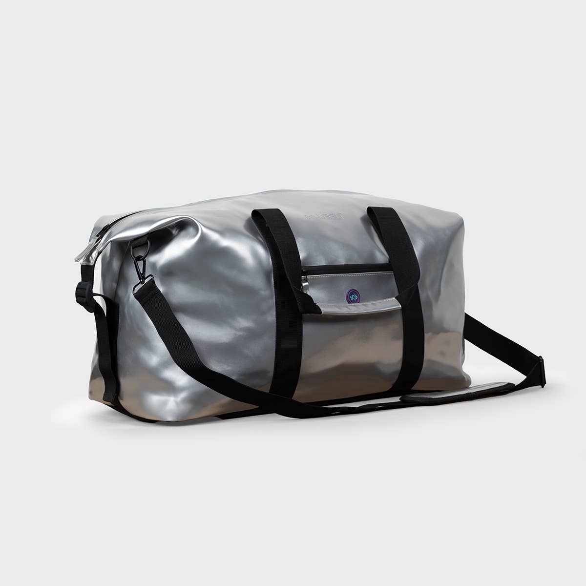 Borsa da viaggio duffle argento metallizzata