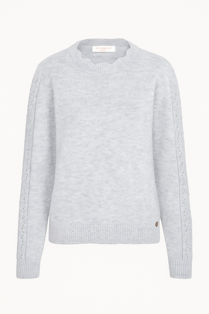 Maglia con maniche traforate e scollo tondo