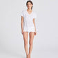 T-shirt in lino Simone bianca con scollo a V